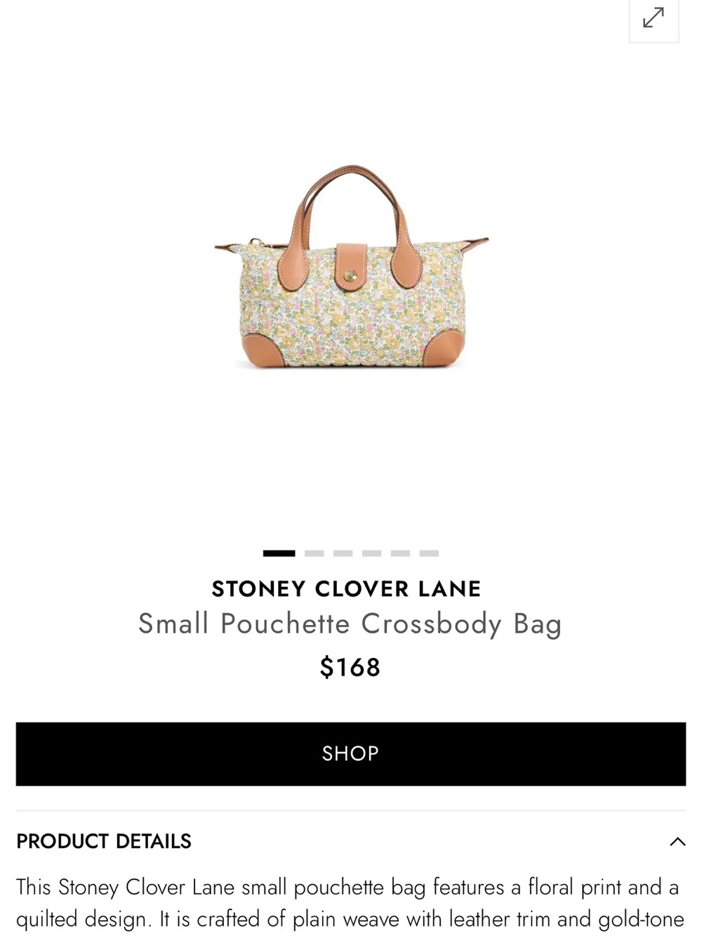 Stoney Clover Lane Multicolor Floral Crossbody with Tan Trim